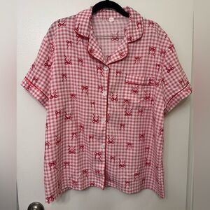 Red Bow Pajama Set | Cute Women’s Festive Sleepwear / Cozy Loungewear